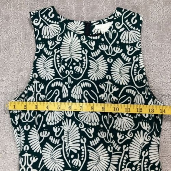 H&M Off White/Forest Green Tropical Print Sleeveless Skater Dress size 2 - Picture 5 of 7
